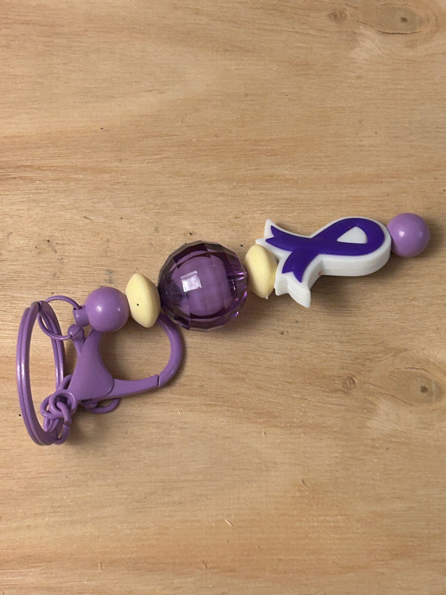 Purple Ribbon Keychain